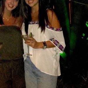 Off the shoulder white top